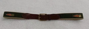 The Belted Cow Company Lederbesatz Gürtel Herren Größe 34 Hergestellt in USA Fisch Messing - Bild 1 von 11