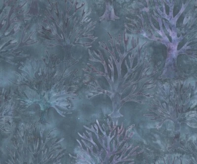 Kaufman batik ~ árboles de lavanda en azul ~ 1 1/2 yarda Foto 1 de 2