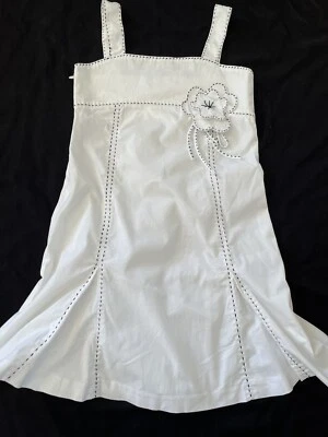 Tartine et Chocolat usado en excelente estado/nuevo sin etiquetas? Vestido sin mangas blanco/negro con pespuntes corneados - 8 años Foto 1 de 4
