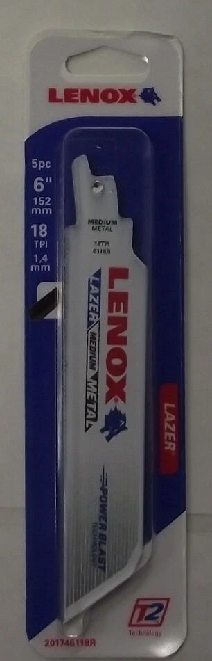 Hojas de sierra bimetálicas de corte de metal LENOX 201746118R 6" 18TPI LAZER 5pk EE. UU. Foto 1 de 1