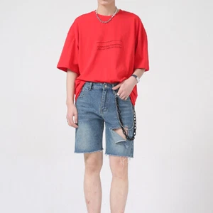 Men Ripped Jeans Denim Bermuda Shorts Distressed Half Pants Summer Casual Loose - Picture 1 of 13