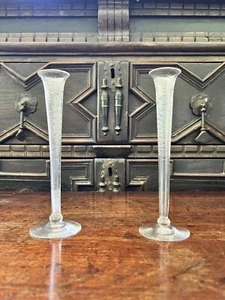19th Century French Etched Glass Flower Specimen Vases c.1890 - Picture 1 of 19