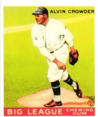 1983 Galasso 1933 Goudey Reprint #95 Alvin Crowder - Image 1 of 2