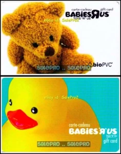 2x TOYSRUS BABIESRUS BATH TUB DUCKIE DUCK TEDDY BEAR COLLECTIBLE GIFT CARD LOT - Picture 1 of 4
