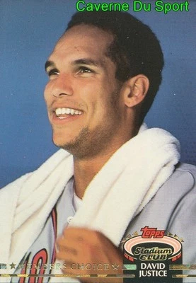 592  DAVID JUSTICE MC  ATLANTA BRAVES TOPPS BASEBALL CARD STADIUM CLUB 1992 - Photo 1/2