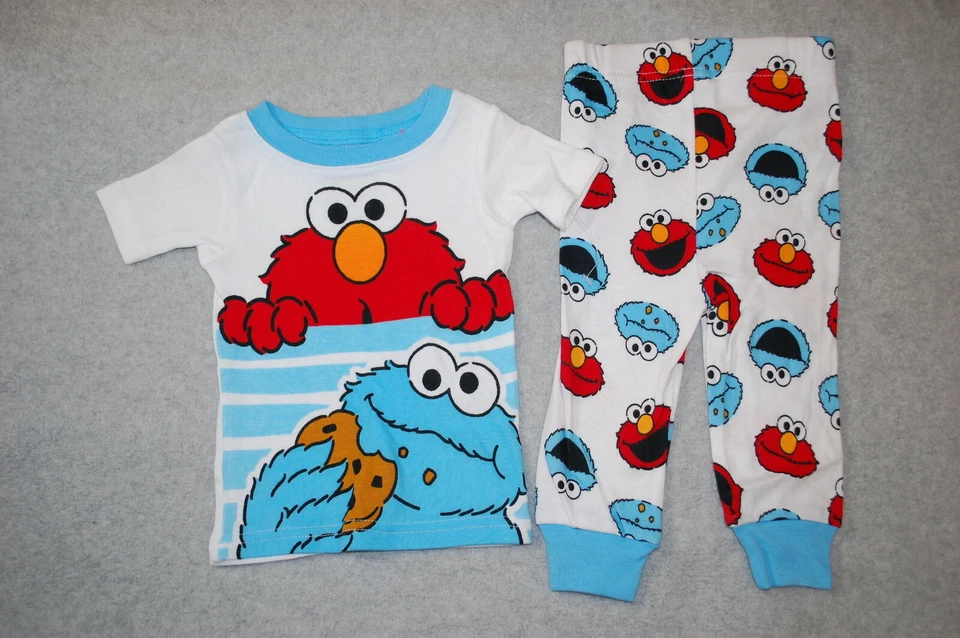 Conjunto de pijama tejido S/S para bebé niño ELMO & COOKIE MONSTER Plaza Sésamo TALLA 9 MO Foto 1 de 1
