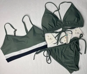 NUEVO CON ETIQUETAS Cyn & Luca Verde Ejército BIKINI parte superior inferior MEZCLA Y COMBINA talla S M L XL - Imagen 1 de 12