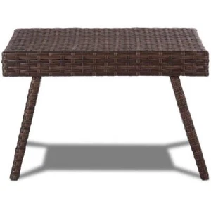 ANGELES HOME Rattan Coffee Table 15.5" Foldable in Brown Rectangular Metal Frame - Picture 1 of 7