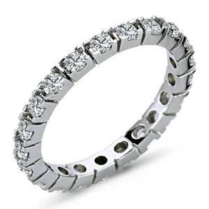 Anillo redondo de diamantes de 0,74 quilates oro blanco de 14 quilates R30141 - Imagen 1 de 4