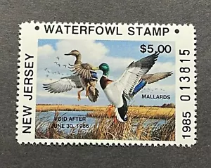 1985 NEW JERSEY - State Duck Stamp - Lot1 - Mint OG NH **NON RESIDENT** - Picture 1 of 2