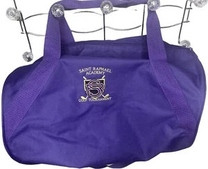 Unisex Saint Raphael Academy Golf Tournament Duffel Gym Bag Purple Gold Zip Top - Picture 1 of 7