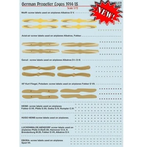 Impresión Escala 72-378 Calcomanía Avión 1:72 Logotipos de hélices alemanas de la Primera Guerra Mundial - Imagen 1 de 12