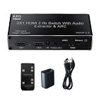 2x1 HDMI Audio Extractor Switch Adapter 4K HDMI ARC Audio Switcher Selector