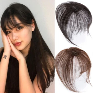Front Fringe THICK 3D Wipsy Bangs Clip In Remy Human Hair Extensions Hairpieces - Picture 1 of 38