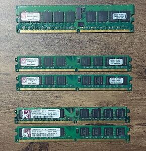 Lot of 5 Memory Sticks of 1GB for Desktop Memory - KINGSTON KVR800D2N5/1G