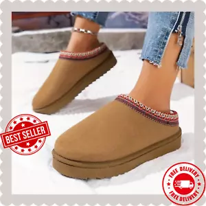 Women's Lined Suede Ankle Boots - Comfort & Style Slip-On House Shoes, Size 6-10 - Picture 1 of 16
