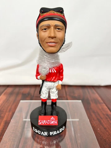 Autographed Edgar Prado Bobblehead 2003 Saratoga Racetrack Cover