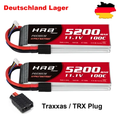 2 Stück HRB 11,1V 3S 5200mAh TRX 100C Lipo Akku für RC Hubschrauber Drohone Auto - Bild 1 von 4