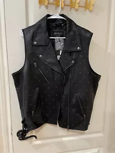 NWT Harley Davidson Leather Studded zip up vest size 2XL - Picture 1 of 10