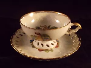 TAZZA DA TÈ E PIATTINO VINTAGE METASCO - PERE E FICHI - BONE CHINA - MADE IN JAPAN - Foto 1 di 7