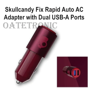 Adaptador de CA automático rápido Skullcandy Fix con puertos USB-A dobles rojo profundo, totalmente nuevo - Imagen 1 de 8