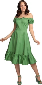 Collectif LORENA Vintage PLAIN Schleife RUFFLE SWING Kleid Grün Rockabilly - Bild 1 von 4
