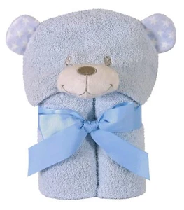 Stephan Baby Terry Plush Hooded Bath Towel, Blue Bear, 0-24 Months - Picture 1 of 1