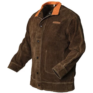 Leather Welding Jacket Heavy Duty Welder Jacket Heat Flame Resistant Welder Coat - Picture 1 of 7