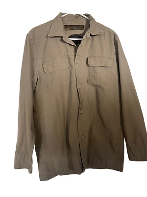 Camisa Point Zero Para Hombres Caqui Beige Cuello Botones Manga Larga Algodón Talla S Foto 1 de 4
