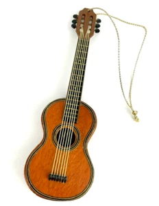 Vintage Miniature Wood 5" Acoustic Guitar Hanging Christmas Ornament - Picture 1 of 8