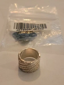 Milor Italy Sterling Silver 950 Layered Design 15.5 mm Herringbone Ring  - Picture 1 of 8