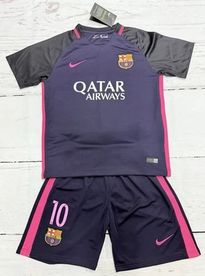 Camiseta retrô Youth Messi | Kit de futebol infantil camisa e conjunto curto | (26) média - Imagem 1 de 4