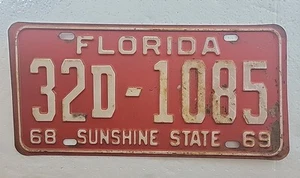 1968 1969 Florida Plate - Picture 1 of 3