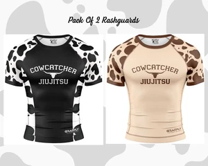 2 PCS Cow BJJ Rashguard Jiujitsu Cow Catcher BJJ Rashguard MMA Rashguards - Picture 1 of 8