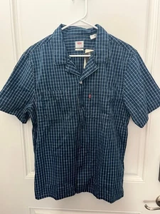 Camisa cámper clásica LEVI'S Baizen azul índigo medio cuadros para hombre talla grande nueva con etiquetas - Imagen 1 de 2