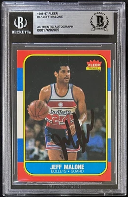Tarjeta Fleer #67 Beckett 17696985 firmada autografiada por Jeff Malone 1986-87 Foto 1 de 2