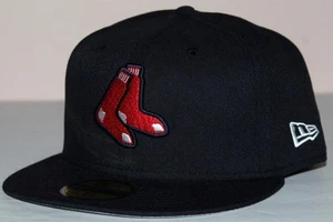BOSTON RED SOX Cap NEW ERA 59FIFTY Fitted Hat Navy Blue Size 7 5/8 *1Q - Picture 1 of 6