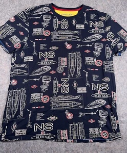 Nautica Shirt Men’s XL Fishing Sailing All Over Print Boat Racing Blue Sail - Picture 1 of 7