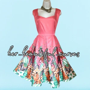 VESTIDO DE FIESTA LINDY BOP CIRCO ANIMAL PRINT AÑOS 50 ESTILO VINTAGE OCASIÓN TALLA 18 - Imagen 1 de 7