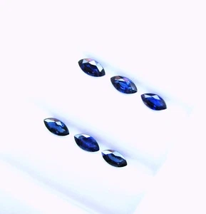 2.48 Cts Tol, Natural Gem Lot 6 Pcs Marquise Blue Sapphires 6-6.2 x 3.2-3.3 MM - Picture 1 of 11
