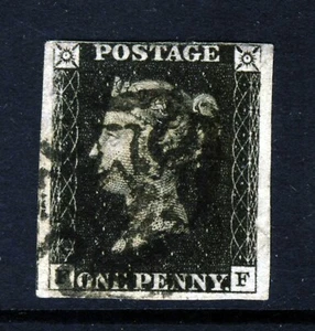 GB QV PENNY NEGRO 1840 Placa 8 FF VARIEDAD PAPEL DELGADO SG 2 Especializado AS46e VFU - Imagen 1 de 2
