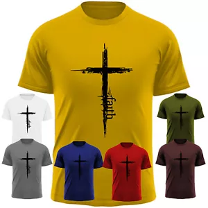 Distressed Christentum Jesus Glaube Kreuz Herren T-Shirt Religiös Geschenk Neu Tee - Bild 1 von 11