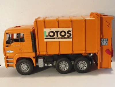MAN TGA Rear Loading Orange Garbage Truck Big 1:16 Scale BRUDER Made in Germany. - Image 1 of 4