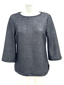 Ex M&CO schwarz und silber Crinkle Lurex funkelndes Top Größen 8 10 12 14 16 18 20 - Bild 1 von 9