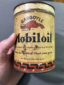 Antike SELTENE Gargoyle Mobiloil One WINE Quart Azteken Grafik Motoröl Dose - Bild 1 von 24