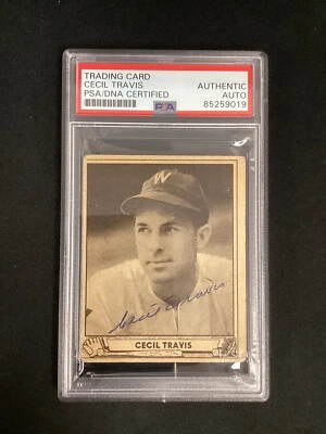 Cecil Travis Signed 1940 Playball #16 Baseball Card Senators Autograph PSA/DNA - Image 1 of 2