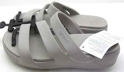 NUEVO con etiqueta CROCS sandalias de cuña con tiras para mujer/gris claro talla 5 Foto 1 de 4