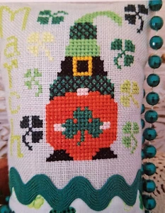 March Gnome - A Gnomey Year Series - St Patrick's Day - Cross Stitch Chart - Picture 1 of 2