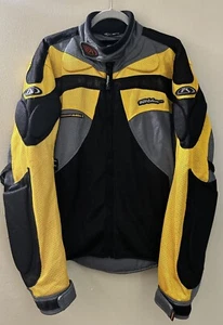 Field Sheer Mach 1 Yellow/Black/Grey Full Zip Motorcycle Jacket Mens Size 46 XL - Picture 1 of 9