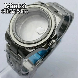 Miuksi 40mm silver watch case fit NH35 NH36 ETA2824 2836 Miyota8215 DG 2813 3804 - Picture 1 of 10
